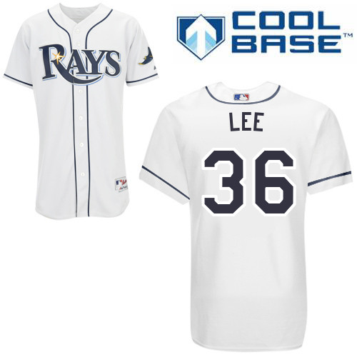 Hak-Ju Lee #36 MLB Jersey-Tampa Bay Rays Men's Authentic Home White Cool Base Baseball Jersey
